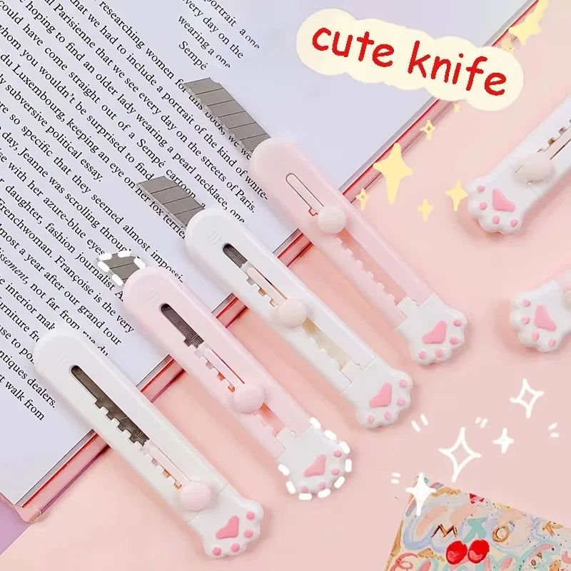 Cute Cat Paw Utility Knife Portable Paper Cutter Letter Envelope Opener Express Box Knife Box Cutter Knife Unbox Office Supplie