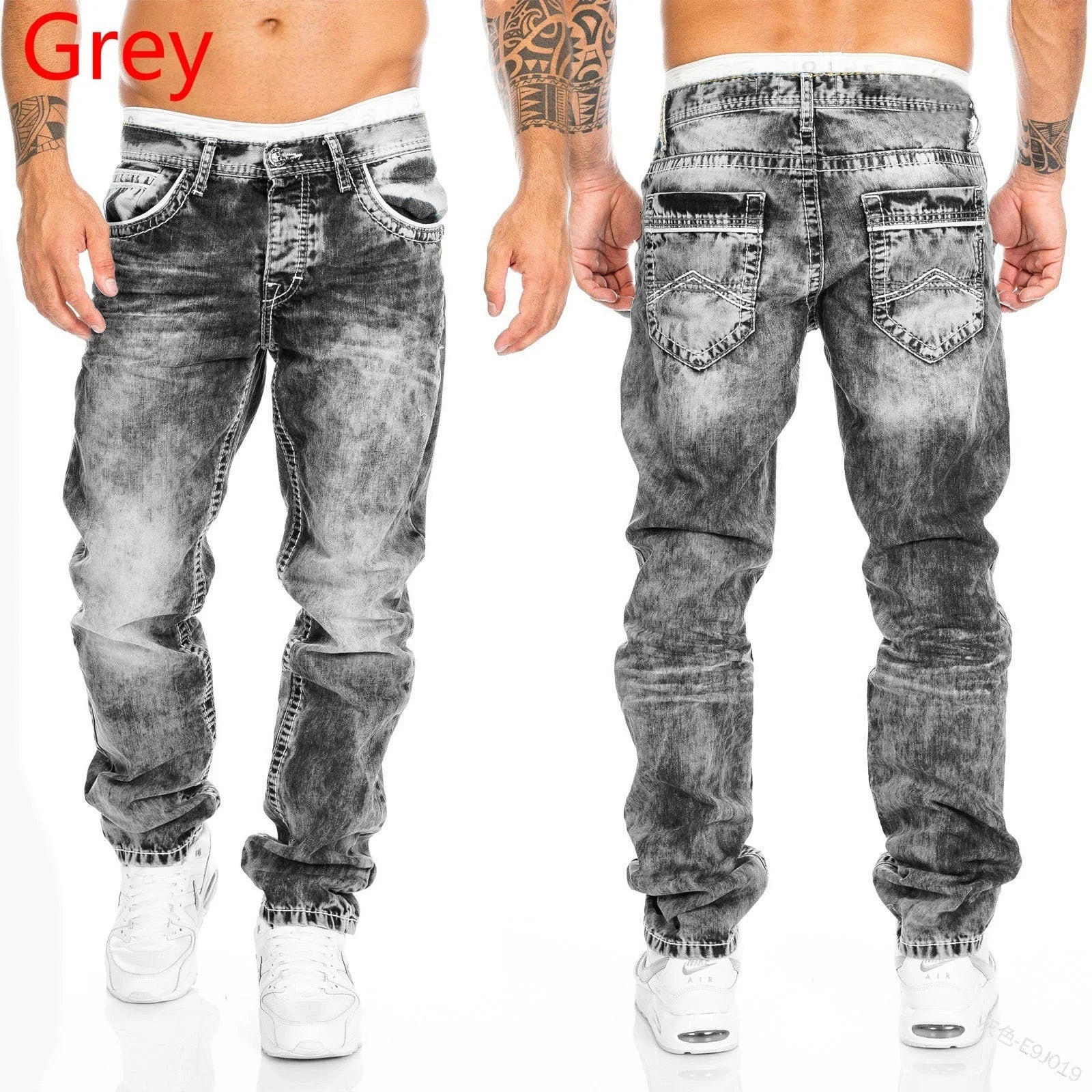 Mens Jeans Brands Straight Stretch Slim Jean Homme Pantalones Hombre Casual Pants Denim Trousers Baggy Jeans Black Blue