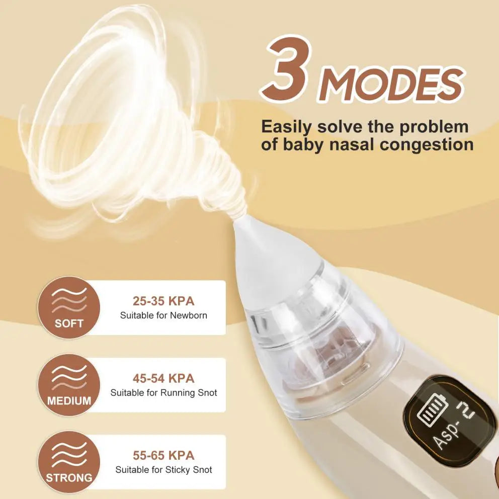 1pc Portable Silicone Nasal Clean Nasal Aspirator 3-Modes Suction Electric Nasal Aspirator Soothing Lighting and Nursery Music