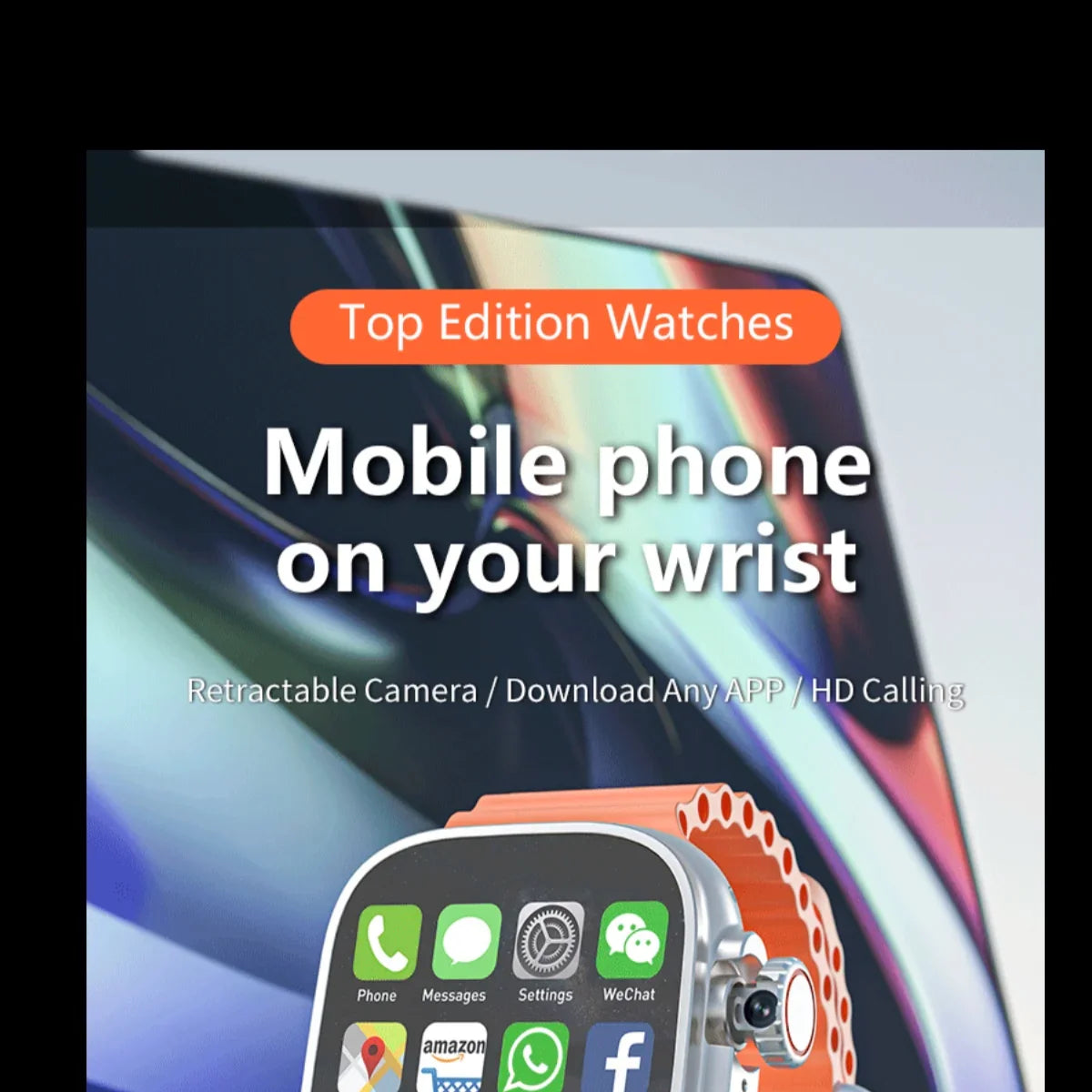 NNEOBA Reloj inteligente Android con cámara giratoria naranja