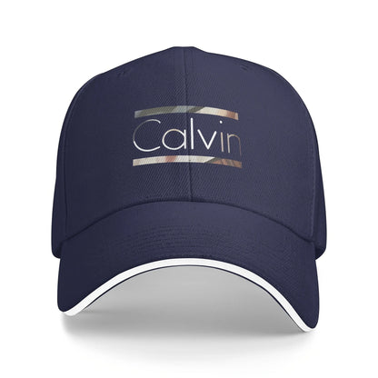 1 Calvin baseball cap - adjustable band, red and gray pattern dad hat, breathable mesh rear visor, suitable for men and women