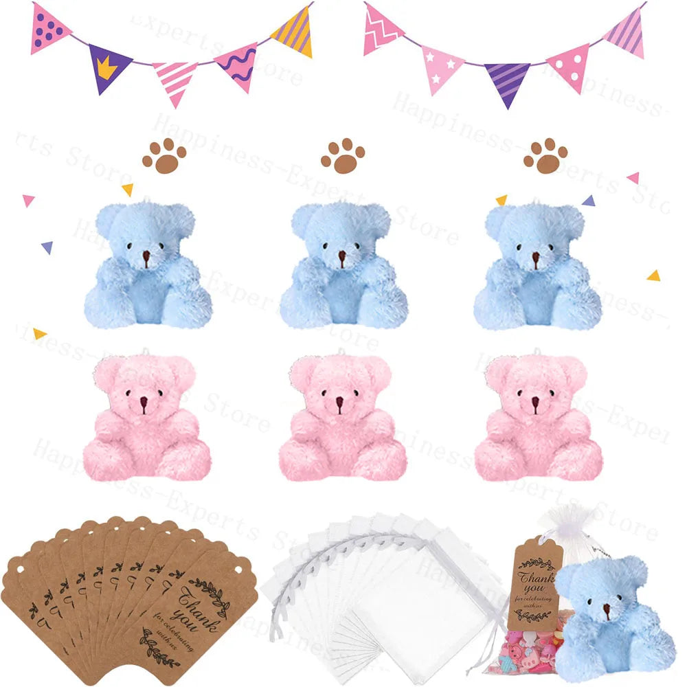 6-60Set Mini Bear Plush Stuffed Small Teddy Bear Wedding Gift for Guests Baby Shower Decoration Bear Keychain for Christmas Xmas