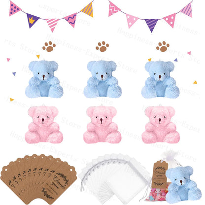 6-60Set Mini Bear Plush Stuffed Small Teddy Bear Wedding Gift for Guests Baby Shower Decoration Bear Keychain for Christmas Xmas