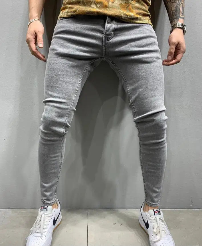 New Ripped Jeans Men Stretch Skinny Grey Blue Black Hip Hop Denim Trousers Streetwear Casual Slim Fit Jeans for Men Jogging jean