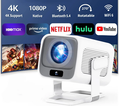 NNEOBA 4K Android Native Portable Projector White