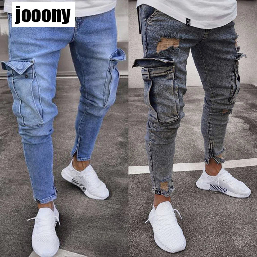 streetwear jean femme baggy pockets denim Jeans for men clothing Man casual pants Men's jeans casual slim Male trousers