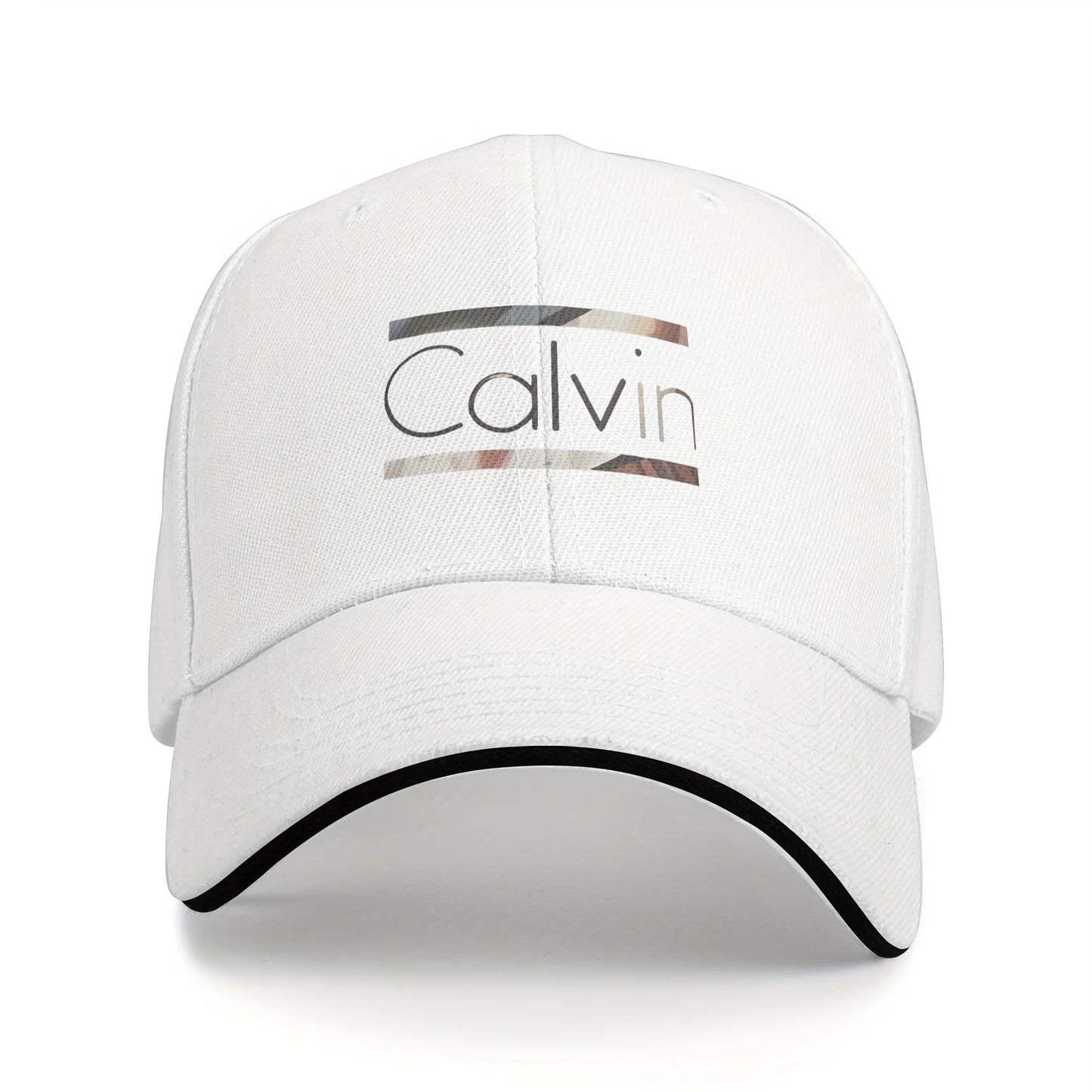1 Calvin baseball cap - adjustable band, red and gray pattern dad hat, breathable mesh rear visor, suitable for men and women