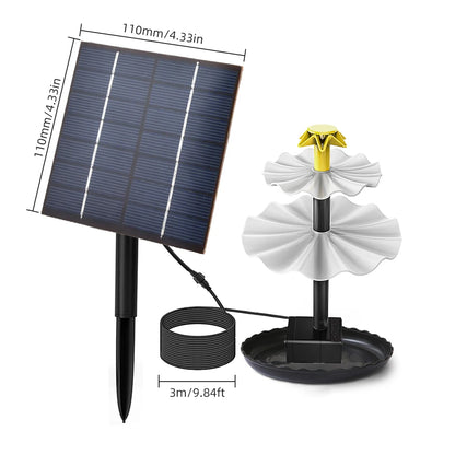 2.5W Solar Fountain Pump for Bird Bath with 9 Nozzles Solar Powered Water Fountain Pump for Garden Pond Pool Fish Tank Aquarium