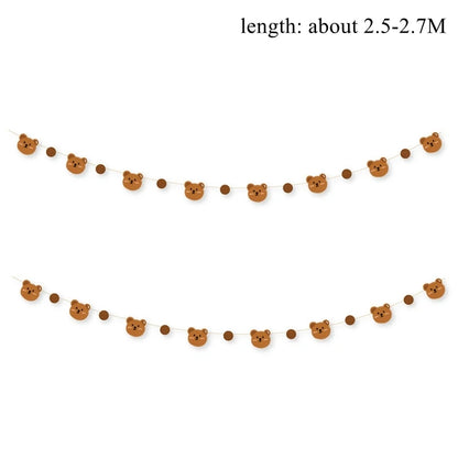 1Set 2.5M Cute Bear Garland Carton Happy Birthday Banners for Kids Bear Themed Birthday Party Decoration Supplies Room Decor