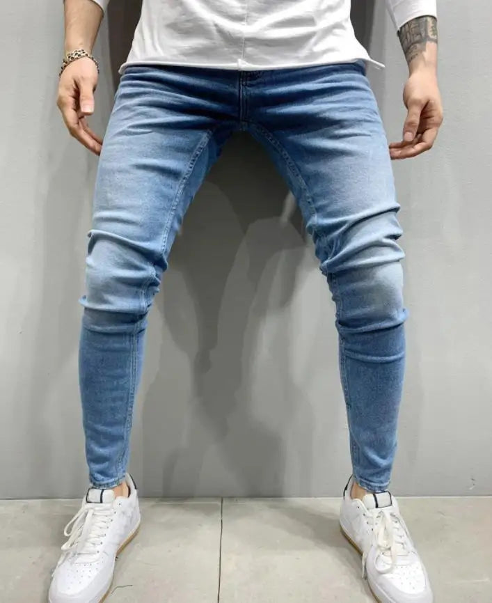 2025 New Ripped Jeans Men Slim-fit Denim Pants Cotton Korean Style Fashion Elasticity Versatile Blue Black Men's Clothing S-XXXL