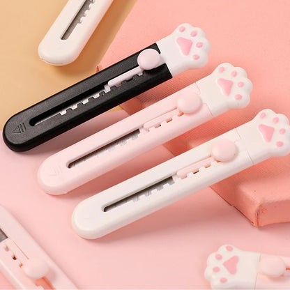 1Pcs Cat Paw Retractable Box Cutters Sharp Art Cutter Utility Knife Student Art Supplies DIY School Creative Stationery Supplies
