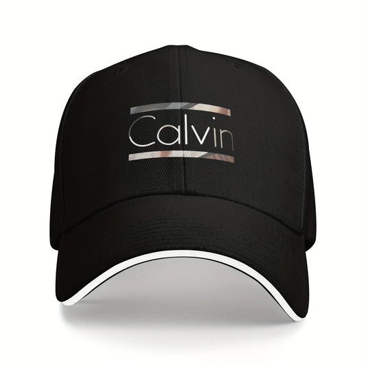 1 Calvin baseball cap - adjustable band, red and gray pattern dad hat, breathable mesh rear visor, suitable for men and women