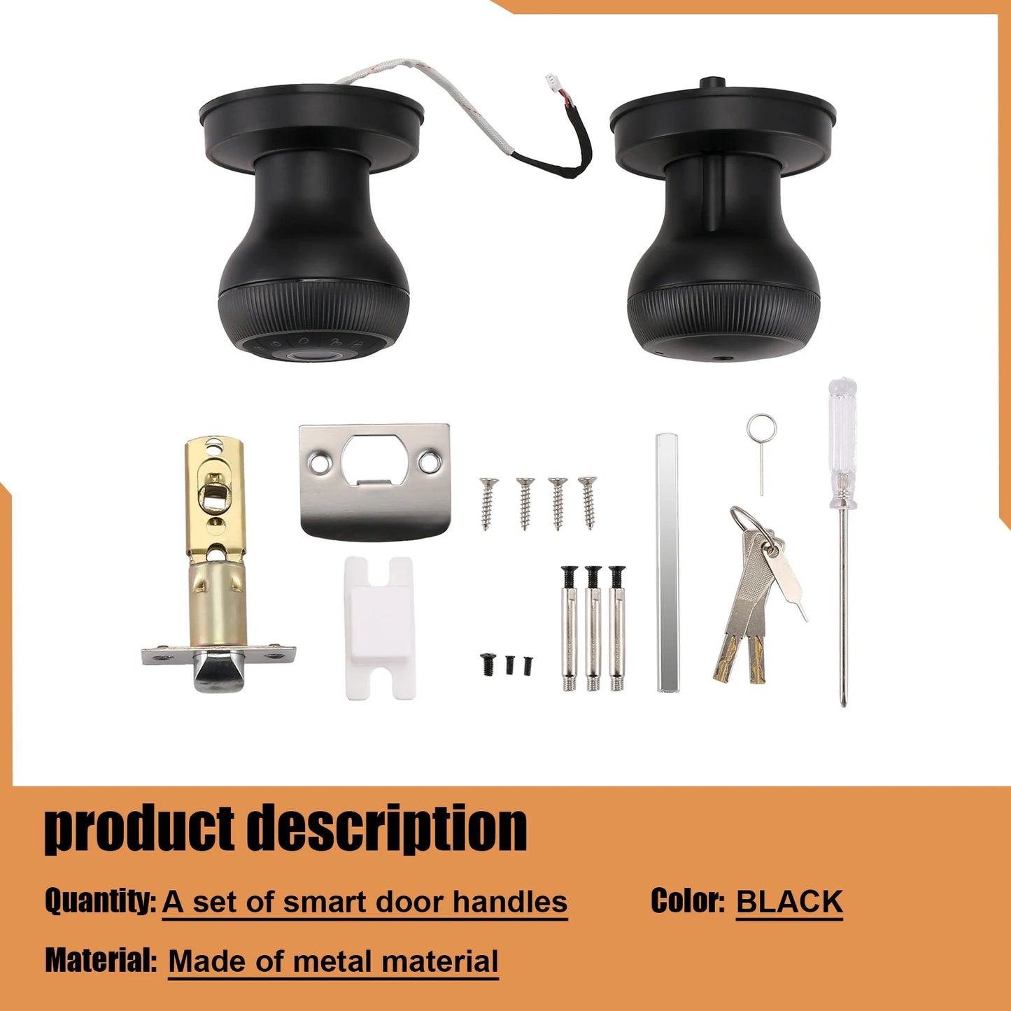 -September Fingerprint Door Lock-Smart Door Handle, Keyless Door Handle With Password Keypad For Bedroom Smart Door Lock