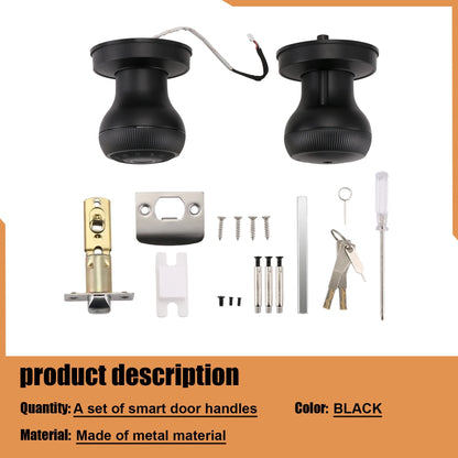 -September Fingerprint Door Lock-Smart Door Handle, Keyless Door Handle With Password Keypad For Bedroom Smart Door Lock