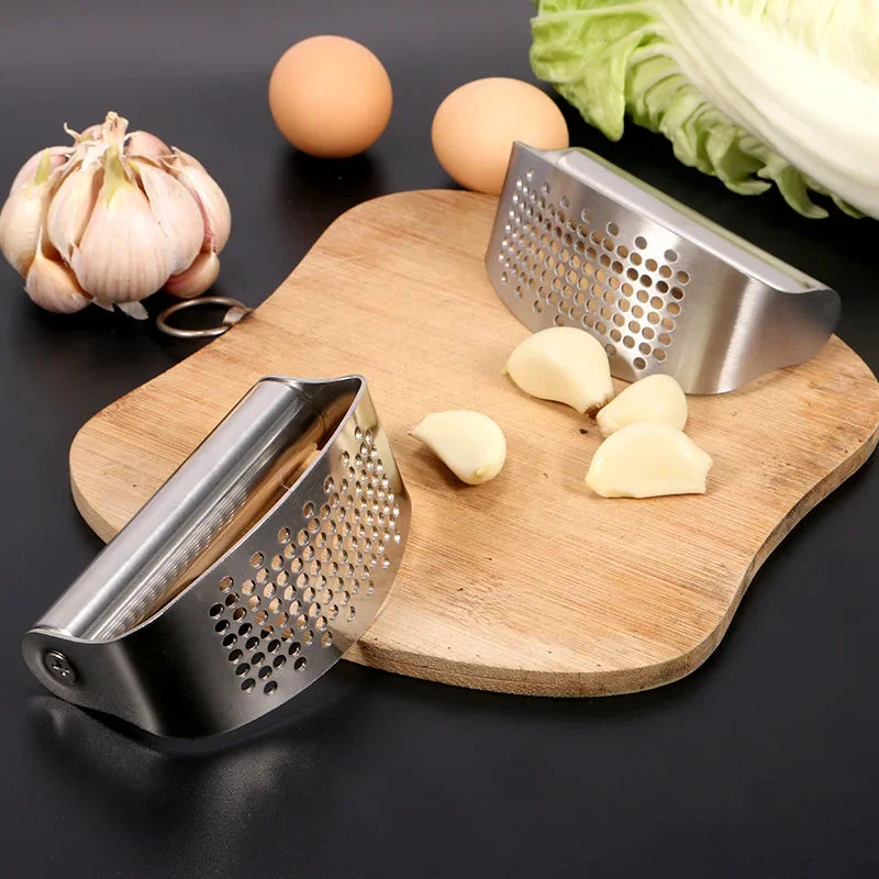 Upgraded Stainless Steel Garlic Press Squeezer Manual Garlic Ginger Rocker Crusher Garlic Cutting Mince Tools Kitchen Gadgets