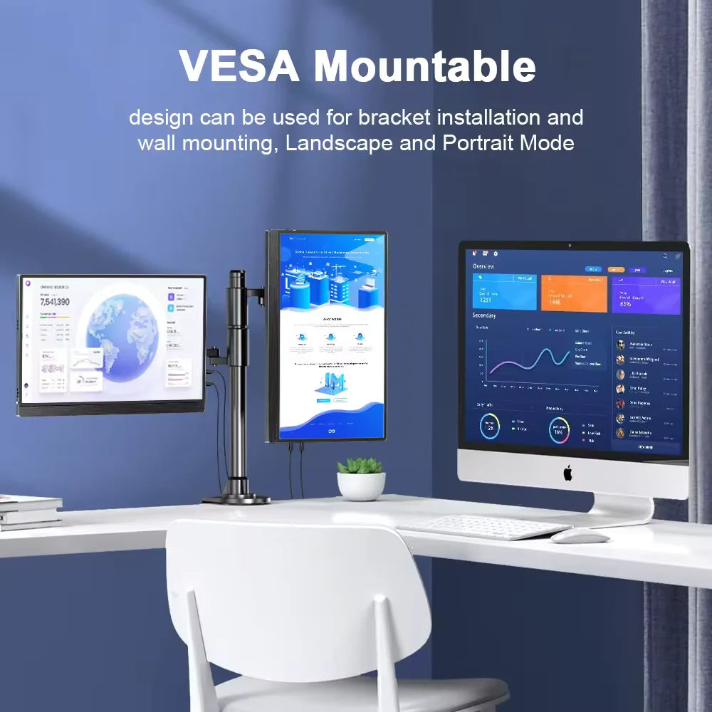 15.6 Inch 4K Portable LCD Monitor with 3840x2160 IPS 600 Nit Screen USB C HD Computer Gaming Display for Travel and PC