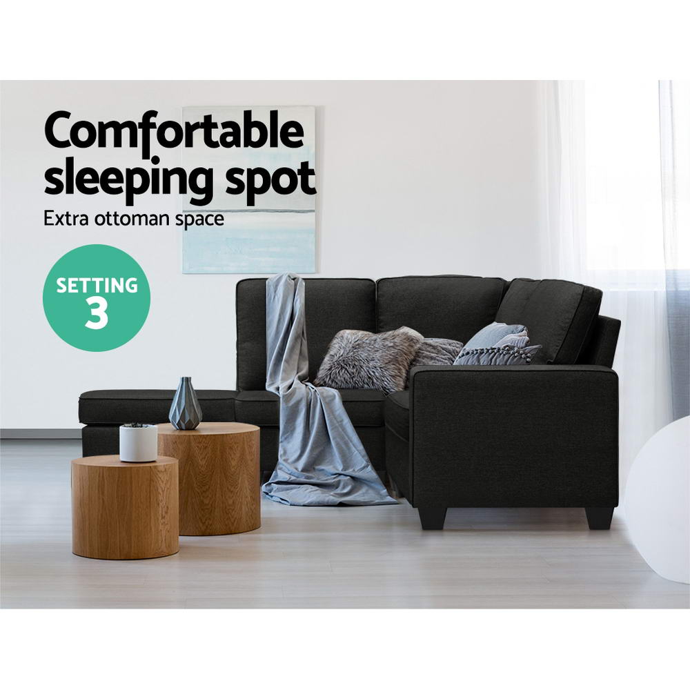 NNEDSZ Conjunto de sofá de 4 plazas, sillón modular, tela gris oscuro