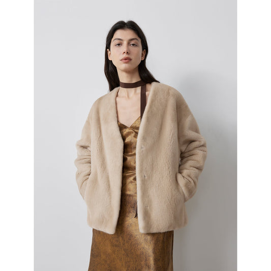 Louvre II Imported Simple Whole Mink Short Coat