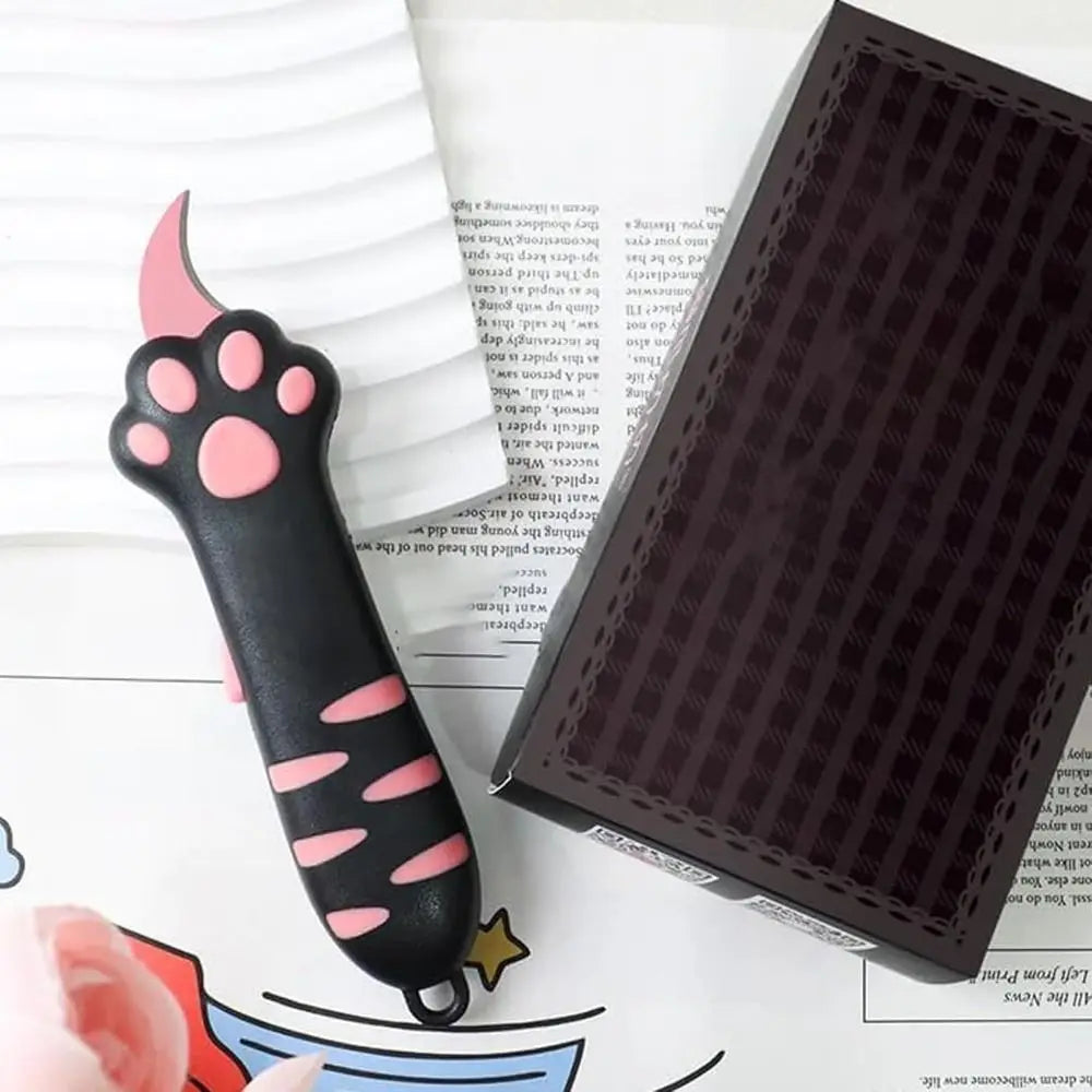 Creative Cat Paw Box Cutter Retractable Cat Claw Knife Cute Cat Box Paper Cutter for Easy Paper and Box Cutting Gift Open Paper