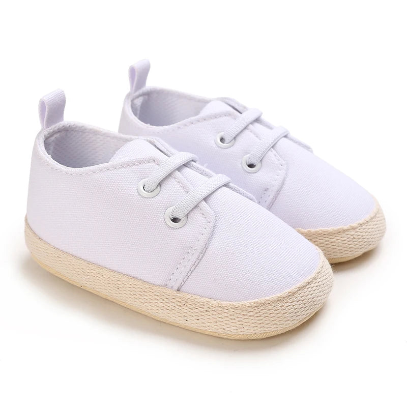 0-18 Months Infant Spring Shoe Newborn Infant Girls and Boys Recreational Baptism Non-Slip Walking Shoe White Soft-soled Sneaker
