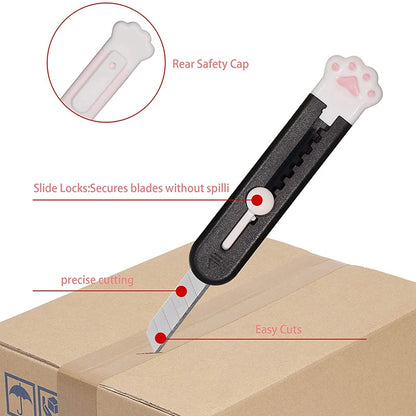1Pcs Cat Paw Retractable Box Cutters Sharp Art Cutter Utility Knife Student Art Supplies DIY School Creative Stationery Supplies