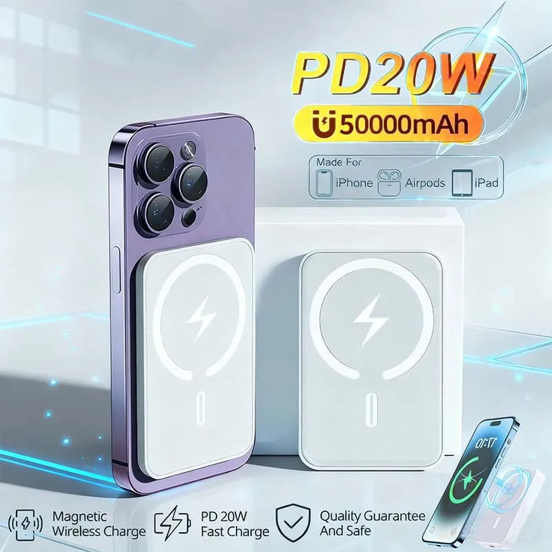 20000mAh Magnetic PowerBank Wireless PD 22.5W Fast Charger For Magsafe Portable Auxiliary Battery For Xiaomi  Iphone 17 16 15 14
