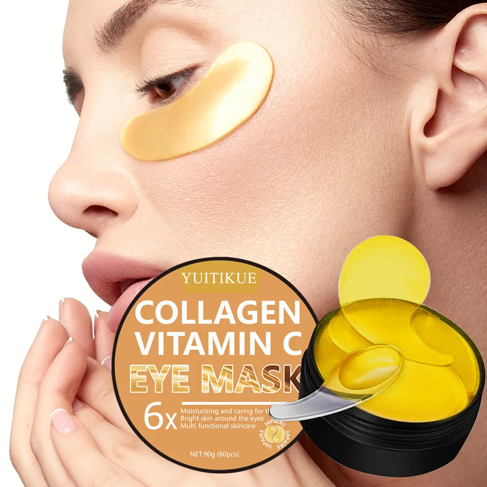 YUITIKUE Collagen Vitamin Eye Mask 6x with Extra Serum - Skin-Friendly & Fast Absorbing, Deep Hydrating Care, 90g Jar
