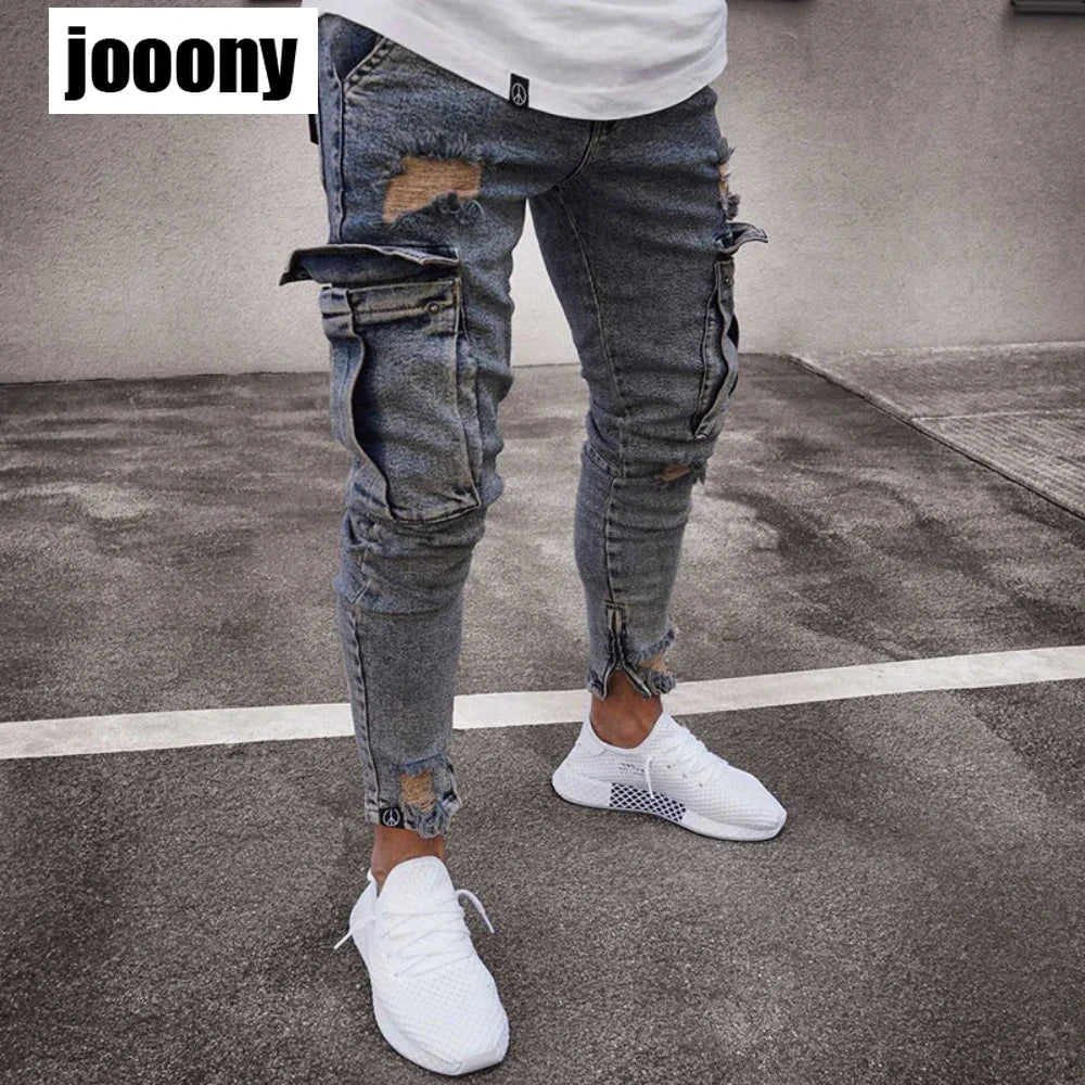 streetwear jean femme baggy pockets denim Jeans for men clothing Man casual pants Men's jeans casual slim Male trousers