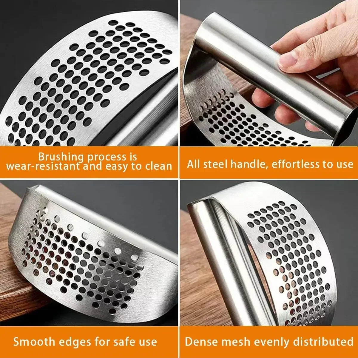 Upgraded Stainless Steel Garlic Press Squeezer Manual Garlic Ginger Rocker Crusher Garlic Cutting Mince Tools Kitchen Gadgets