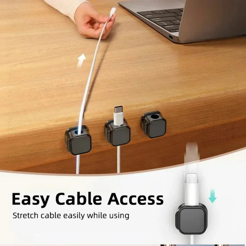 1/3/6Pcs Magnetic Cable Holder Self Adhesive Cord Clip Smooth Pulling Charging Cable Keeper Wire Clip for Cable/Car/Home/Office