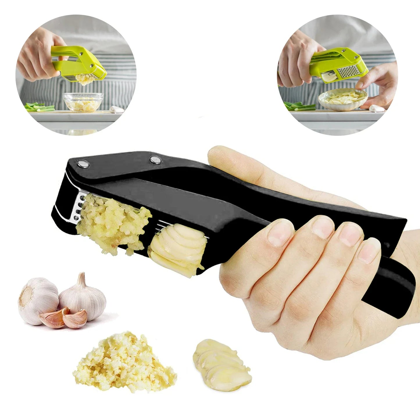 2 in 1 Garlic Ricer and Slicer Press Garlic Mincer Chopper Crushing Garlic Mincer and Slicer Crusher Tool Kitchen Gadgets