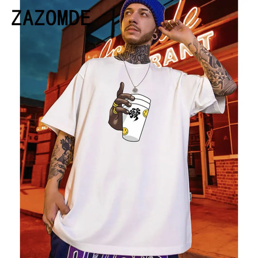ZAZOMDE Men's Vintage Funny Tees Short Sleeve Summer Plus Size T-shirt Graphic Casual Tops Y2k Style Printing Fashion Clothes