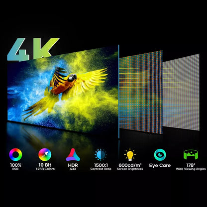 15.6 Inch 4K Portable LCD Monitor with 3840x2160 IPS 600 Nit Screen USB C HD Computer Gaming Display for Travel and PC