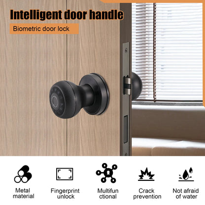 -September Fingerprint Door Lock-Smart Door Handle, Keyless Door Handle With Password Keypad For Bedroom Smart Door Lock