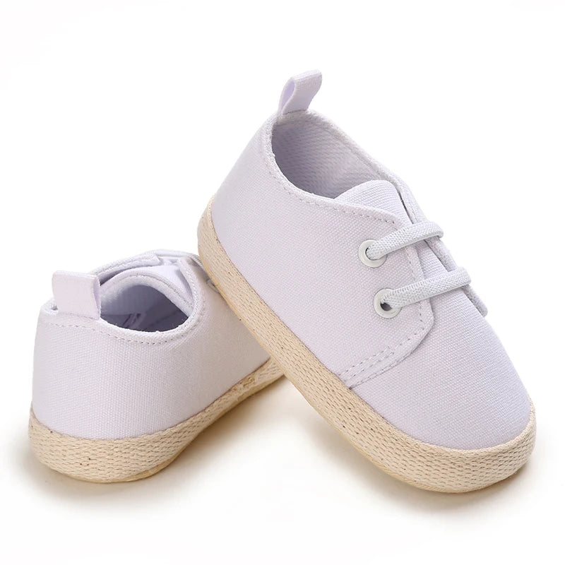 0-18 Months Infant Spring Shoe Newborn Infant Girls and Boys Recreational Baptism Non-Slip Walking Shoe White Soft-soled Sneaker