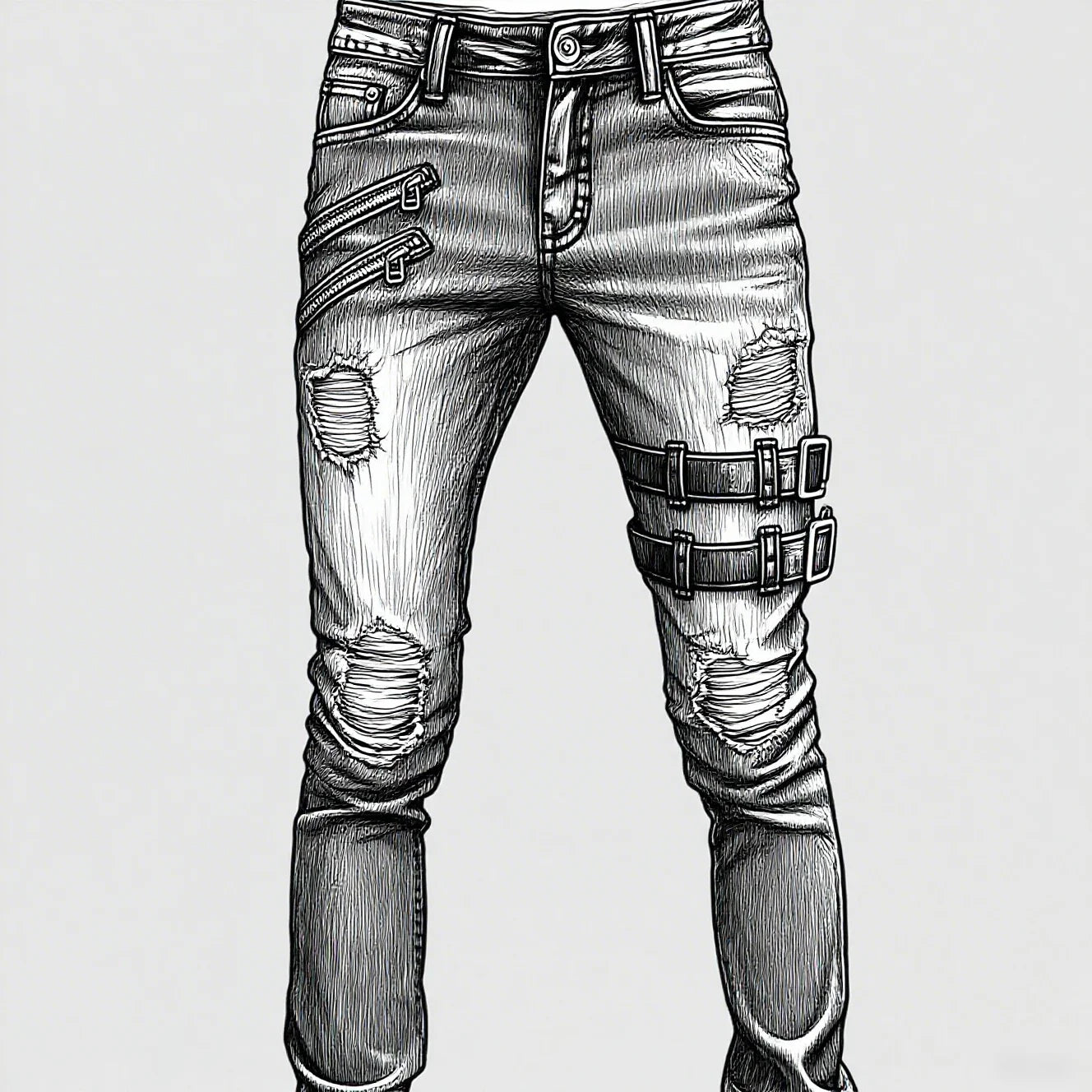 New 2025 Fashion Men's Pants Casual Jeans Men's Thigh Zipper Design Straight leg Jeans Pants Large Size S-4Xl