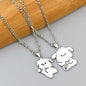 1Pair Cute Animal Hugging Cat Pendant Necklaces Stainless Steel Cat Necklace for Couple Lover Valentine's Day Jewelry Gift
