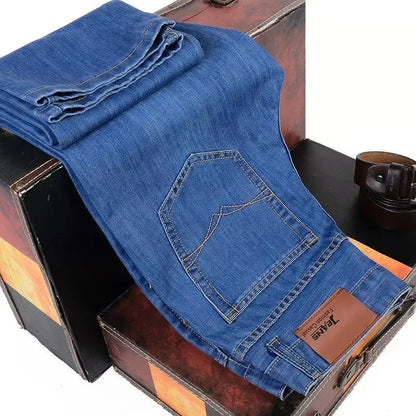 2025 NEW Men's Fashion Business Jeans Classic Style Casual Stretch Slim Jean Pants Male Brand Denim Trousers Black Blue