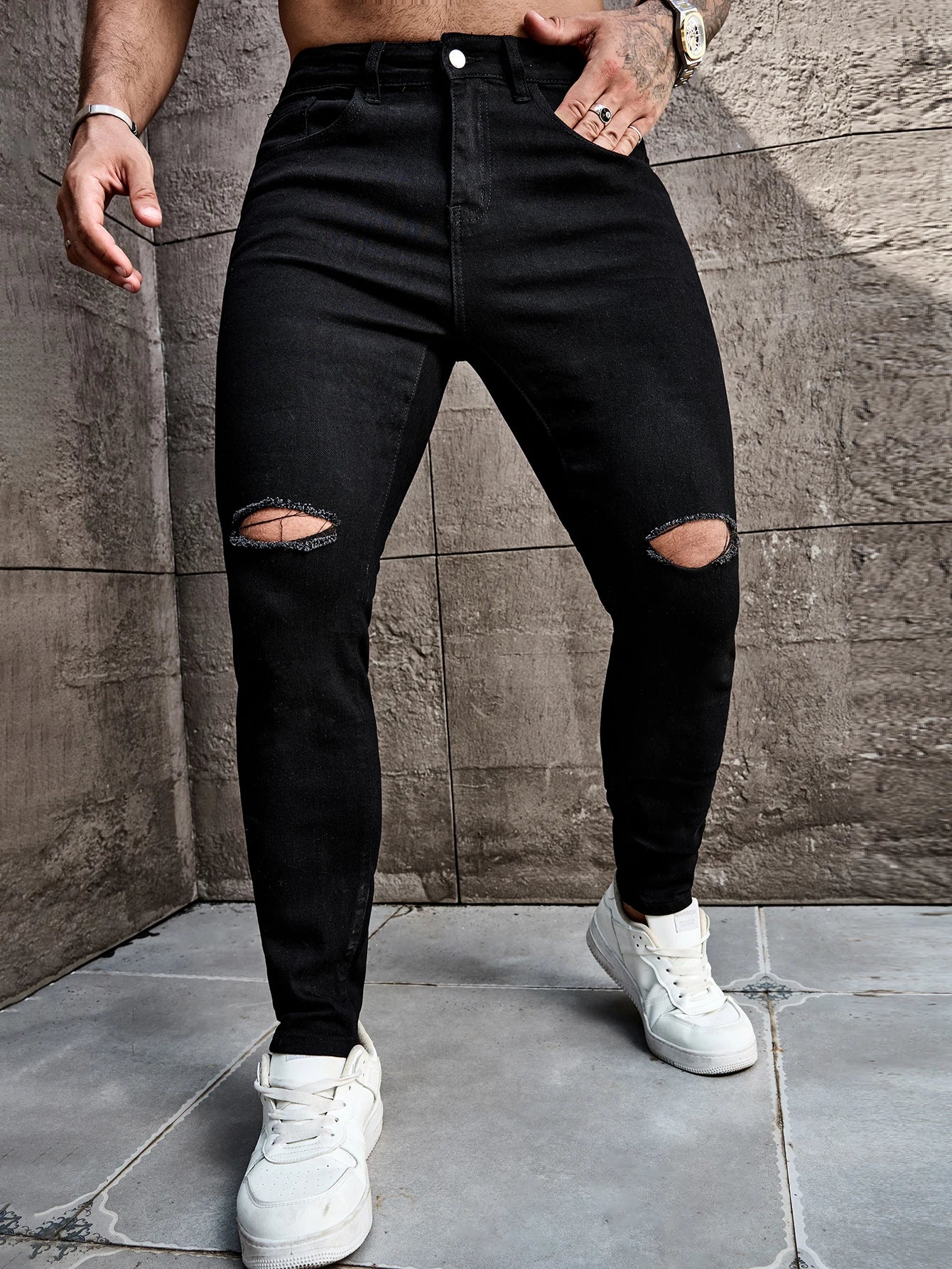 Men's skinny ripped jeans