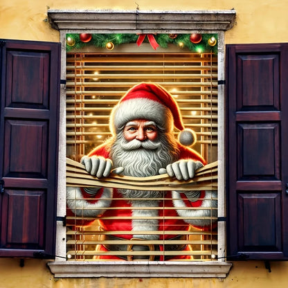 1pc Santa Claus Window Cover 2D Christmas New Year Decoration Indoor Outdoor Party Supplies Polyester Photo Background Cloth