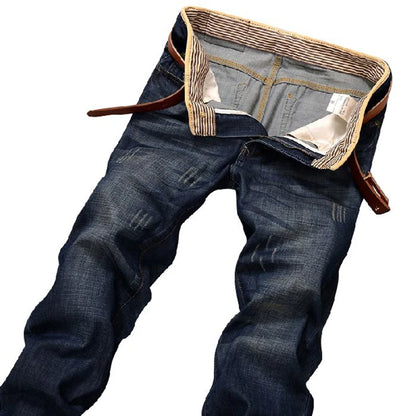 2025 New Men's Jean Spring Autumn Straight Trendy Pants Casual Denim Trousers Men Classic slim Stretch Jeans Fashion