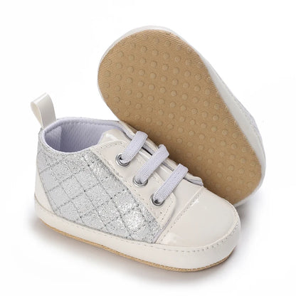 0-18 Months Infant Spring Shoe Newborn Infant Girls and Boys Recreational Baptism Non-Slip Walking Shoe White Soft-soled Sneaker
