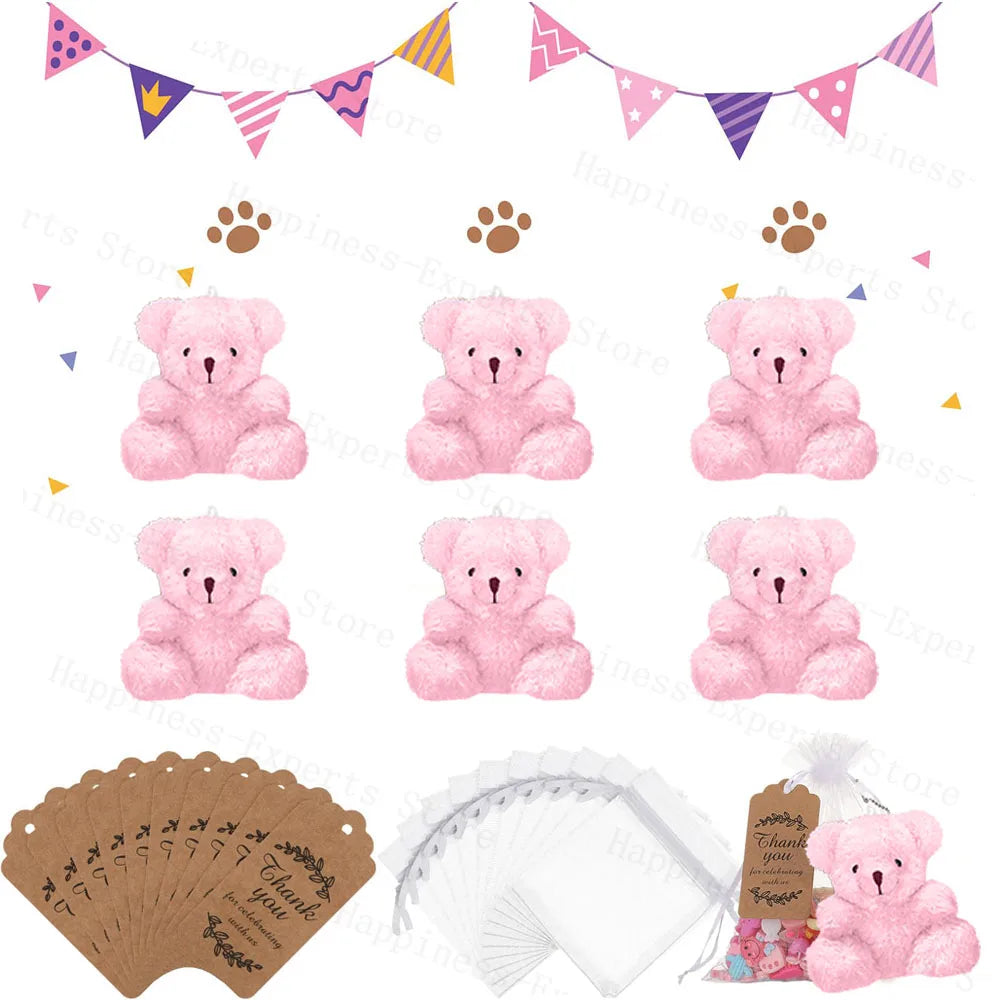 6-60Set Mini Bear Plush Stuffed Small Teddy Bear Wedding Gift for Guests Baby Shower Decoration Bear Keychain for Christmas Xmas
