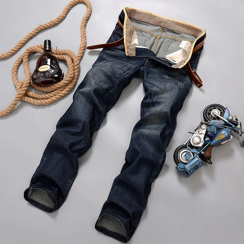 2025 New Men's Jean Spring Autumn Straight Trendy Pants Casual Denim Trousers Men Classic slim Stretch Jeans Fashion