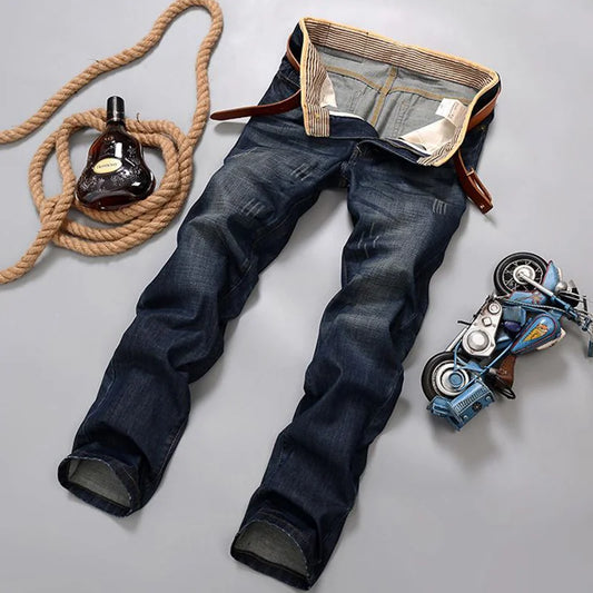 2025 New Men's Jean Spring Autumn Straight Trendy Pants Casual Denim Trousers Men Classic slim Stretch Jeans Fashion