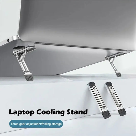 Zinc Alloy Laptop Holder for Macbook Air Pro Pad 2Pcs Riser Feet Nonslip Desktop Kickstand Foldable Notebook Keyboard Stand