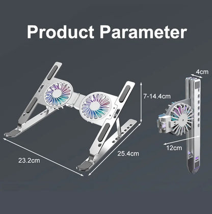 16 Colorful Light Portable Aluminum Laptop Holder Cooling Fan Desk Notebook Stand for 17 Inches Tablet PC