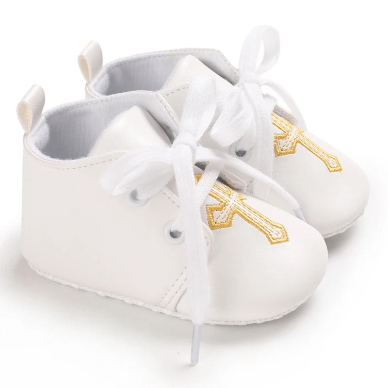 0-18 Months Infant Spring Shoe Newborn Infant Girls and Boys Recreational Baptism Non-Slip Walking Shoe White Soft-soled Sneaker