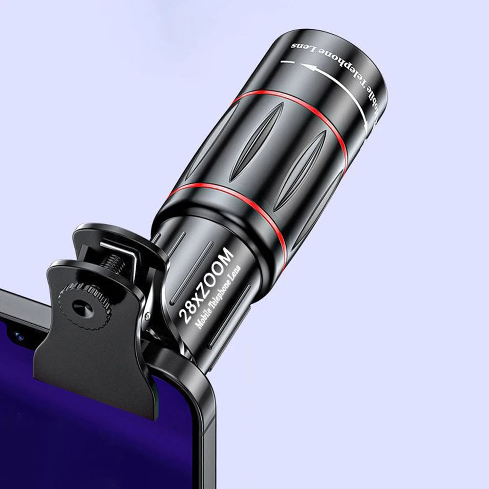 18/28/36X Mobile Phone Camera Lens Clip-On Zoom Monocular Telescope Universal HD Telescope Lens for Camping Hunting Sports