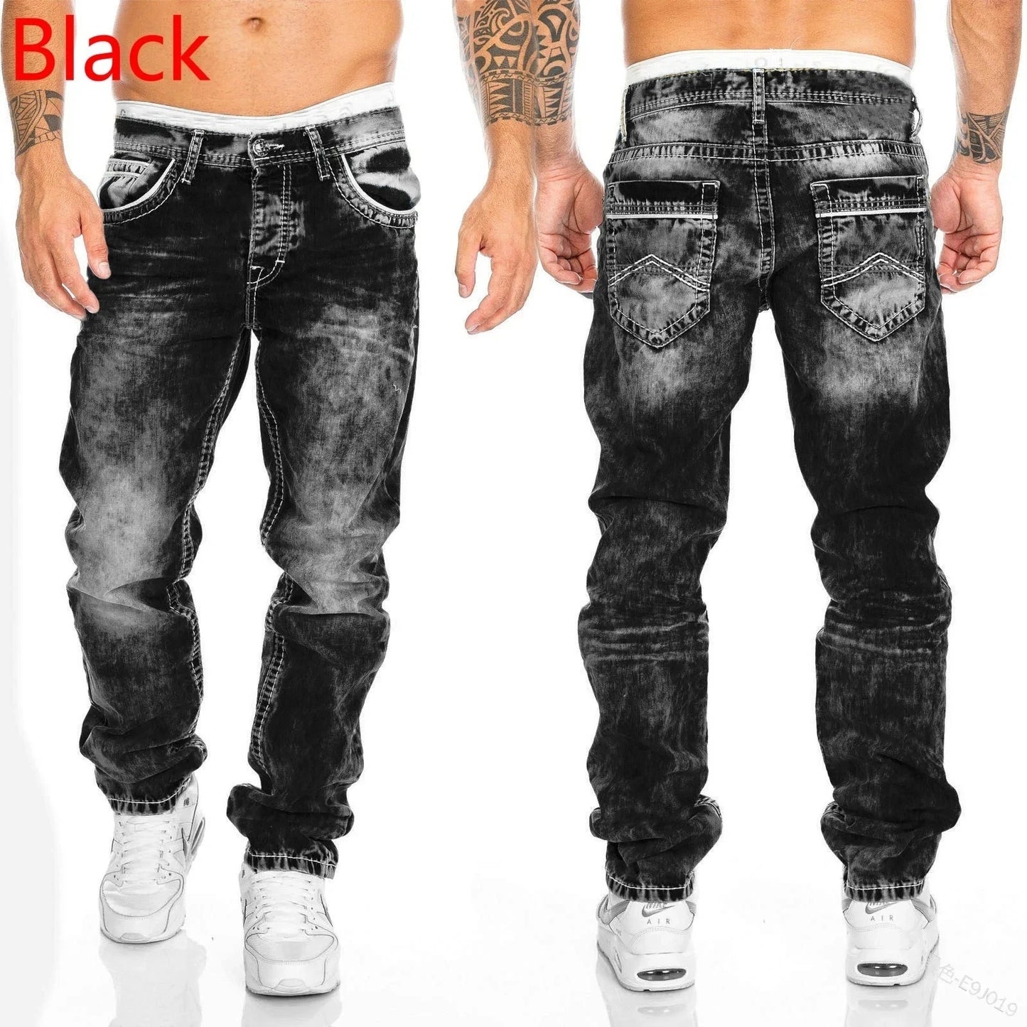 2025 New Ripped Jeans Men Slim-fit Denim Pants Cotton Korean Style Fashion Elasticity Versatile Blue Black Men's Clothing S-XXXL